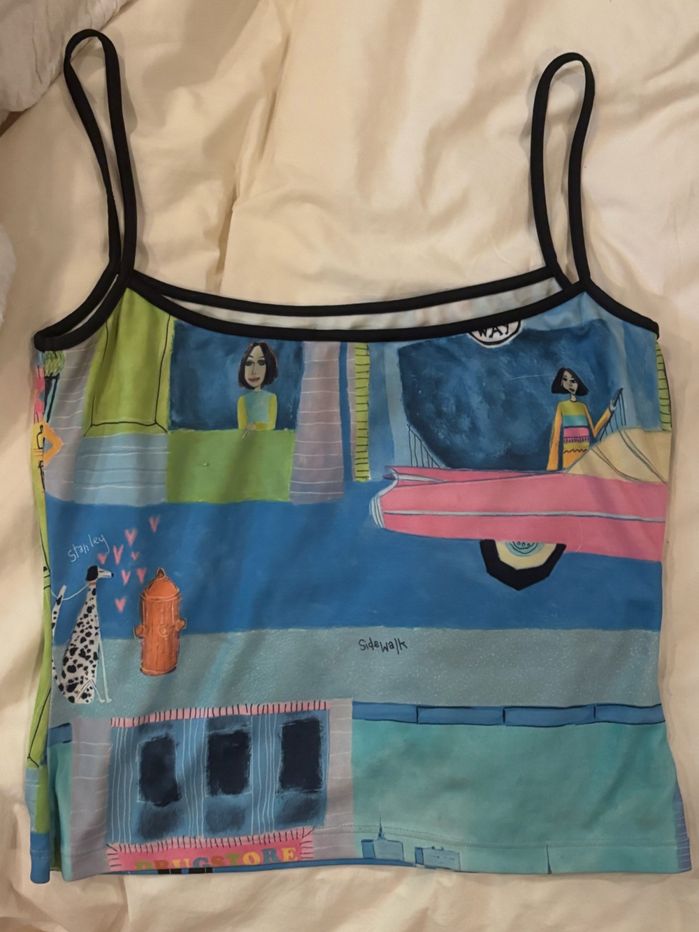Women's Blue Graphic Silk Camisole